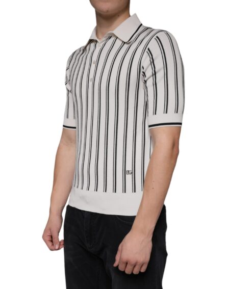 White Black Stripe Polo Short Sleeve T-shirt - Image 3