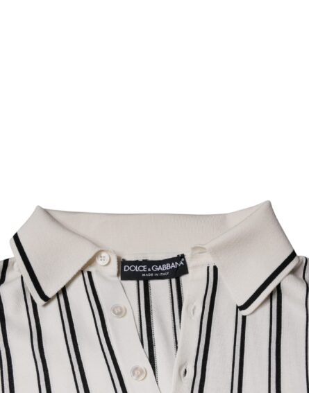 White Black Stripe Polo Short Sleeve T-shirt - Image 7