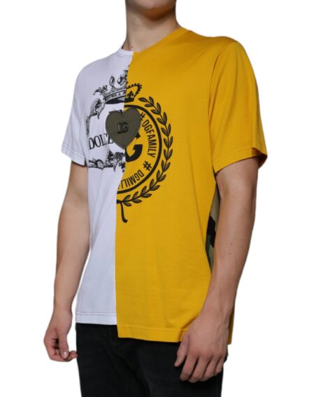 White Yellow Logo Print Short Sleeve T-shirt - Image 3