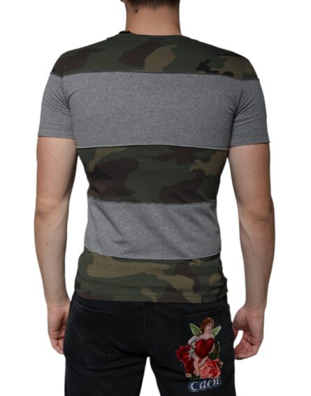 Multicolor Camouflage Cotton Crew Neck T-shirt - Image 4
