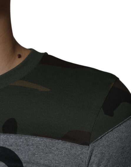 Multicolor Camouflage Cotton Crew Neck T-shirt - Image 6