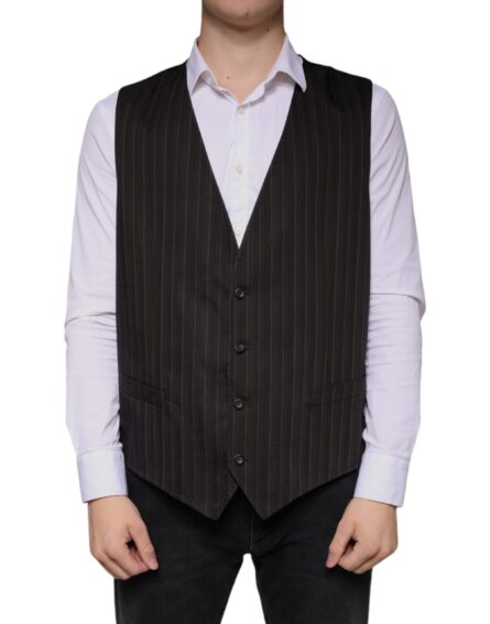 Black Cotton Waistcoat Dress Formal Vest - Image 2