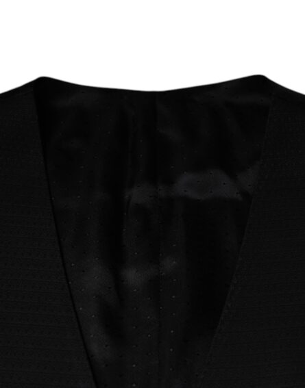 Black Wool Waistcoat Dress Formal Vest - Image 6