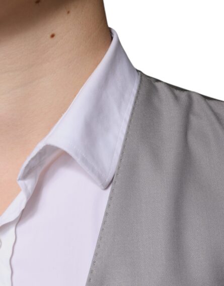Light Gray Wool Formal Dress Waistcoat Vest - Image 6