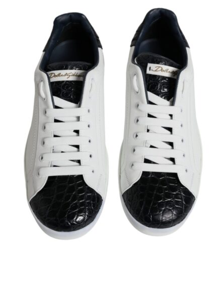 White Leather Logo Portofino Sneaker Shoes - Image 2