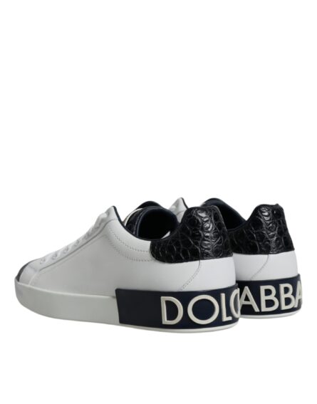 White Leather Logo Portofino Sneaker Shoes - Image 4