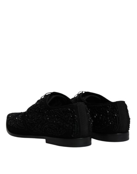 Black Embellished Suede Derby Formal Shoes - Image 4