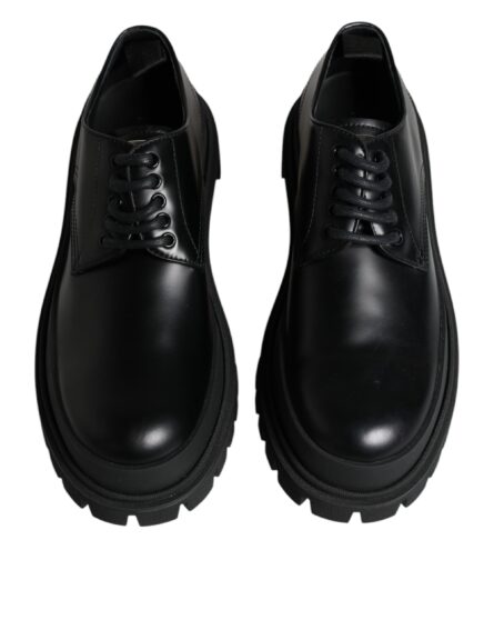 Black Leather Lace Up Trekking Dress Shoes - Image 2