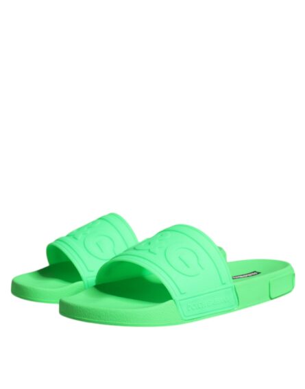 Green Leather Slides Sandals Beachwear Shoes - Image 3