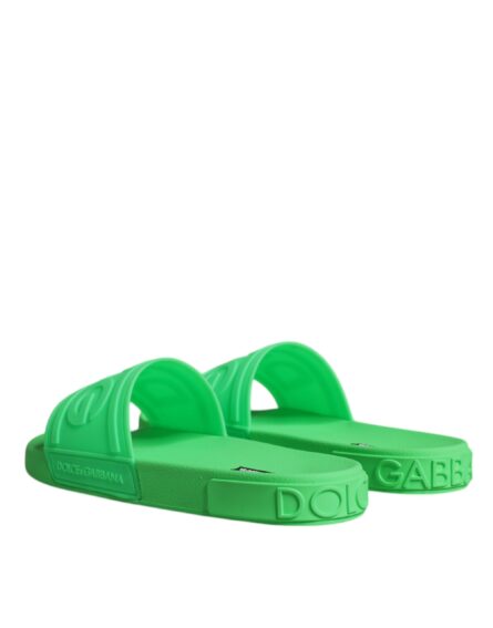 Green Leather Slides Sandals Beachwear Shoes - Image 4