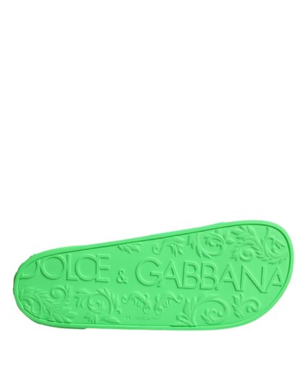 Green Leather Slides Sandals Beachwear Shoes - Image 8