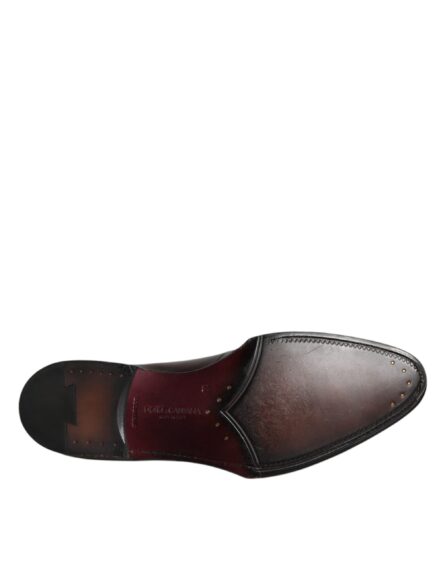 Brown Leather Lace Up Men Derby Formal Shoes - Image 8