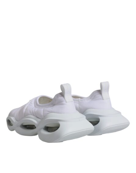 White Padded Fabric Low Top Sneakers Shoes - Image 4