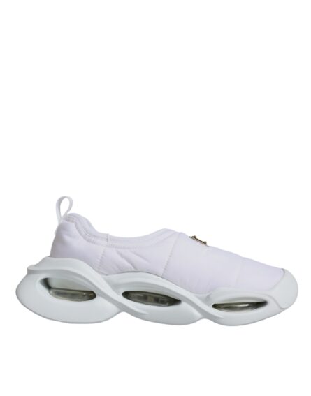 White Padded Fabric Low Top Sneakers Shoes - Image 6