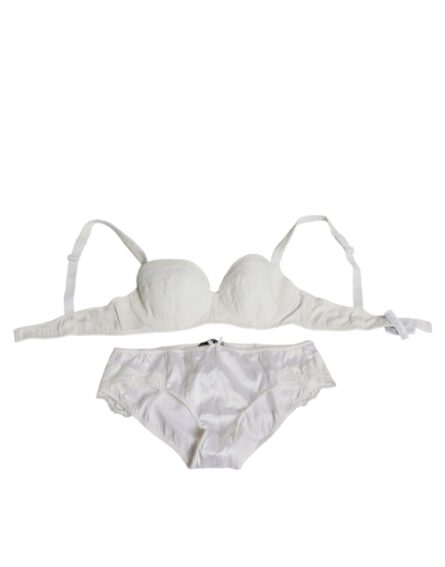 White Silk Stretch Panty Balconette Bra Underwear - Image 2