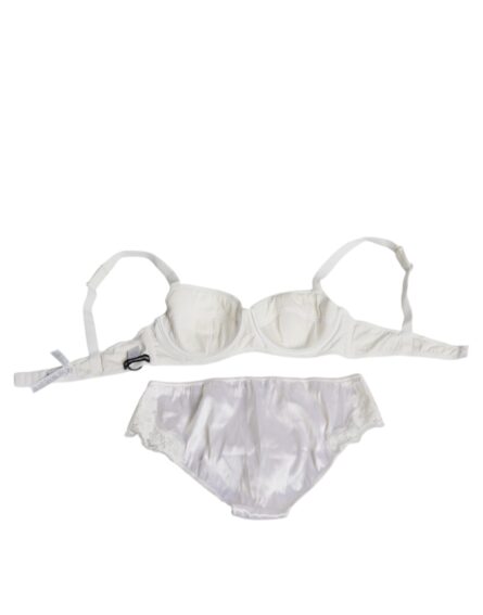 White Silk Stretch Panty Balconette Bra Underwear - Image 5