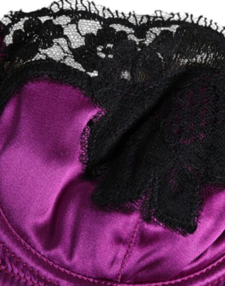 Purple Silk Underwired Balconette Bra Underwear - Image 3