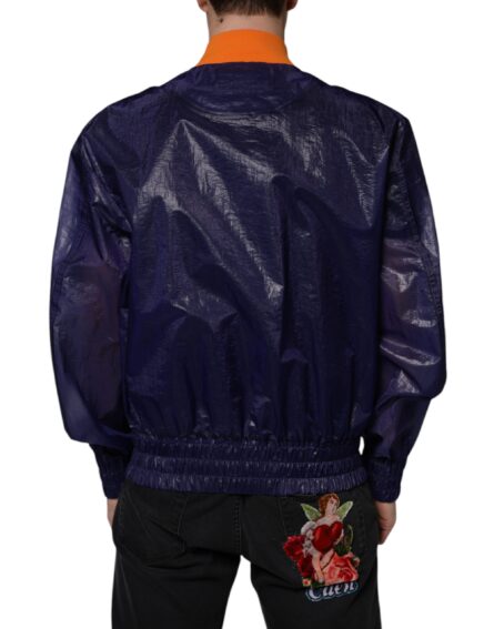 Blue Cotton Stretch Full Zip Bomber Jacket - Image 4