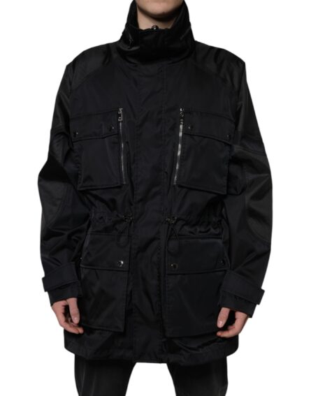 Black Nylon Winter Men Parka Coat Jacket - Image 2