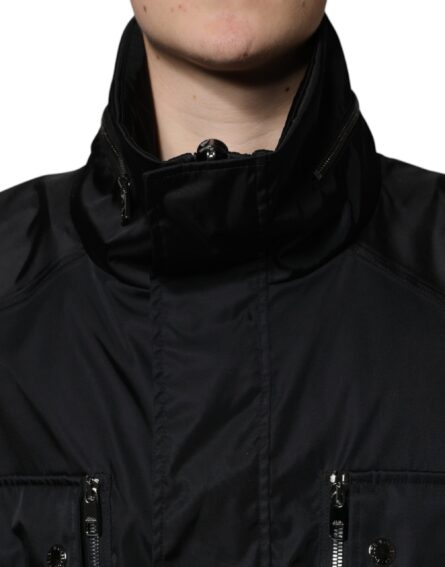 Black Nylon Winter Men Parka Coat Jacket - Image 5