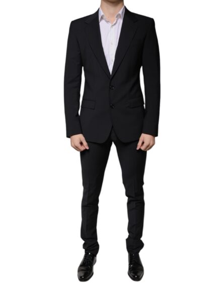 Black Wool 3 Piece Slim Fit Formal Men Suit - Image 2