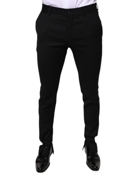 Black Wool Skinny Formal Dress Pants - Image 2