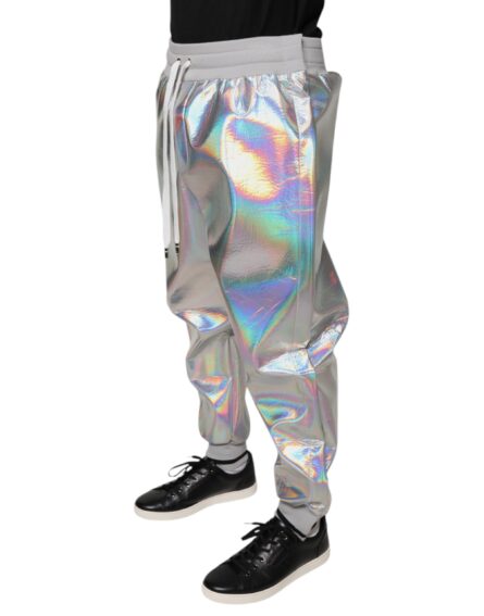 Silver Iridescent Men Jogger Sweatpants Pants - Image 3