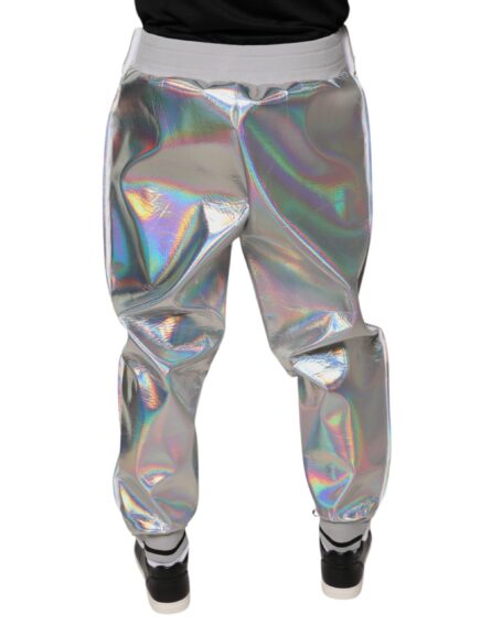 Silver Iridescent Men Jogger Sweatpants Pants - Image 4