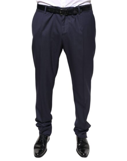 Blue Wool Skinny Formal Dress Pants - Image 2