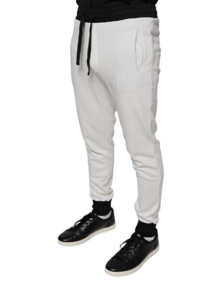 White Cotton Slim Men Jogger Sweatpants Pants - Image 3