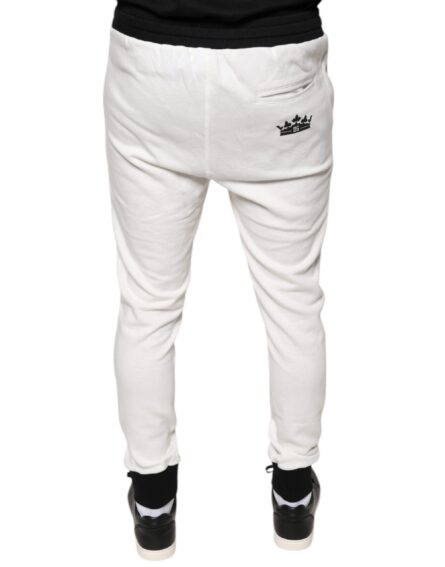 White Cotton Slim Men Jogger Sweatpants Pants - Image 4