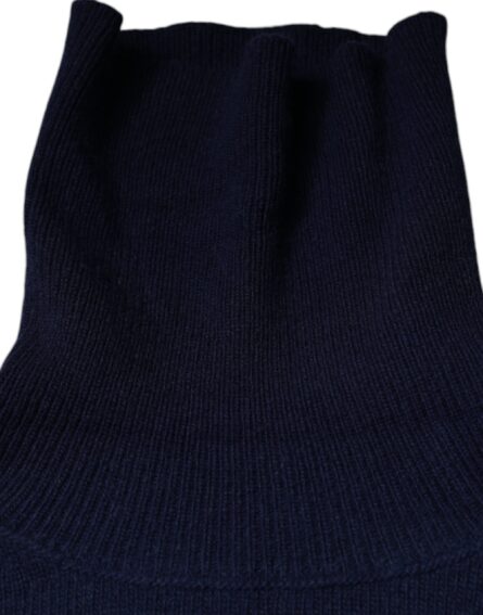 Blue Wool Knit Turtleneck Pullover Sweater - Image 6