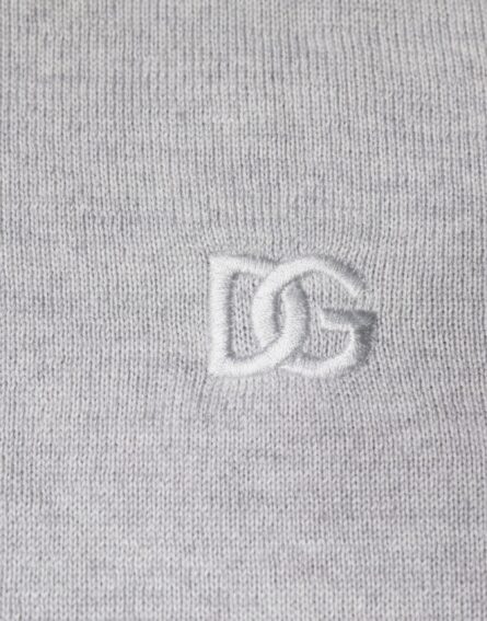 Light Gray Wool Crew Neck Pullover Sweater - Image 7
