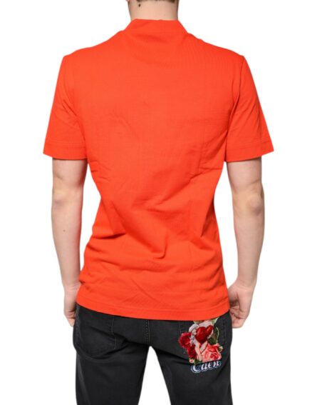Orange Cotton Button Down Casual Polo Shirt - Image 4