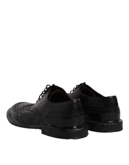 Black Leather Derby Wingtip Formal Shoes - Image 4