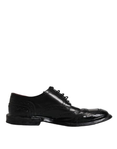 Black Leather Derby Wingtip Formal Shoes - Image 6