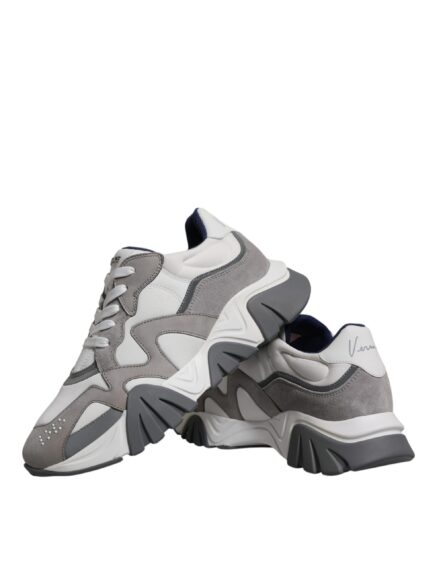 Grey Leather Neoprene Chunky Low Top Squalo Sneakers Shoes - Image 8