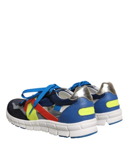 Multicolor Leather Suede Low Top Sneakers Shoes - Image 3