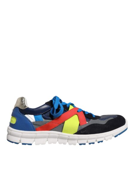 Multicolor Leather Suede Low Top Sneakers Shoes - Image 5