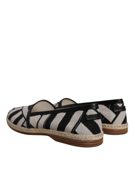 Black White Stripes Slip On Espadrille Shoes - Image 3