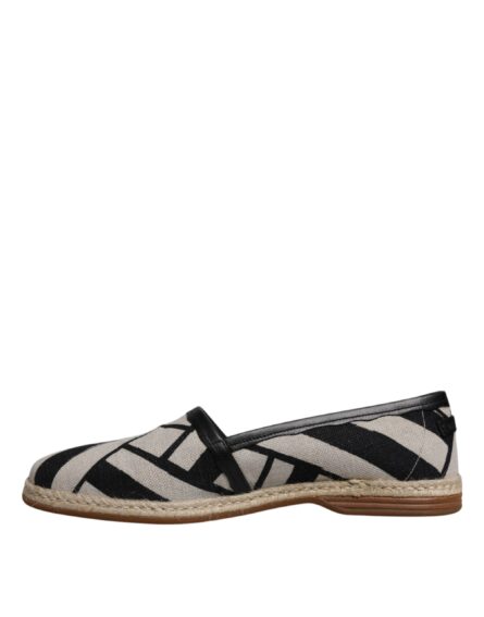 Black White Stripes Slip On Espadrille Shoes - Image 4