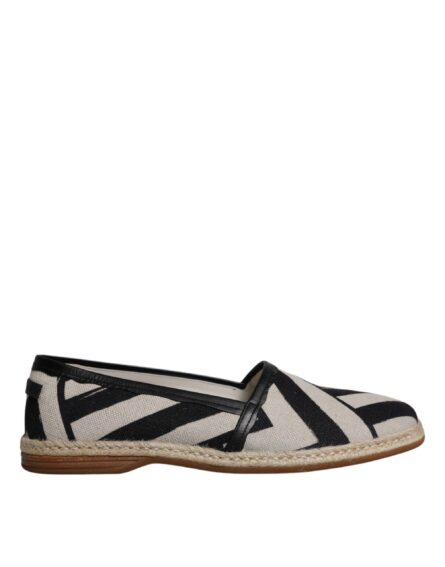 Black White Stripes Slip On Espadrille Shoes - Image 6