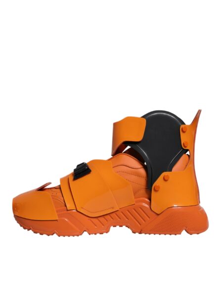 Orange Multi Panel Chunky High Top Sneakers Shoes - Image 4