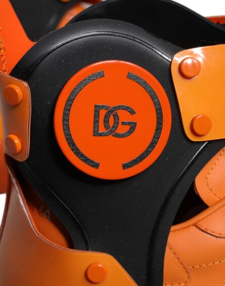 Orange Multi Panel Chunky High Top Sneakers Shoes - Image 8