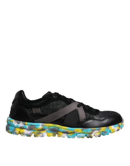 Black Polyester Low Top Men Sneakers Shoes - Image 6