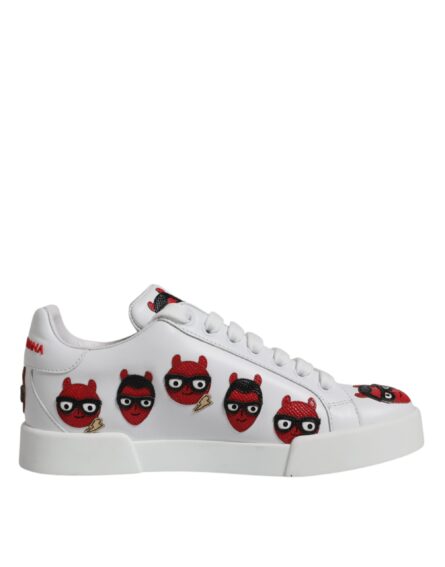 White Devil Face Portofino Sneakers Shoes - Image 6