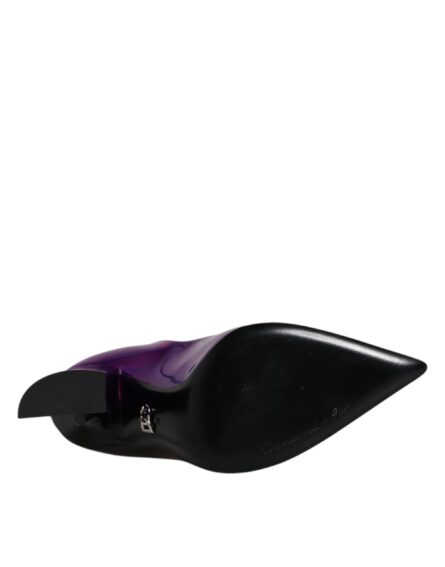 Purple Black Pointed Ankle Boots Shoes - Image 6