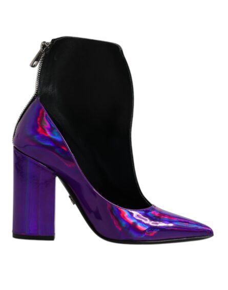 Purple Black Pointed Ankle Boots Shoes - Image 7