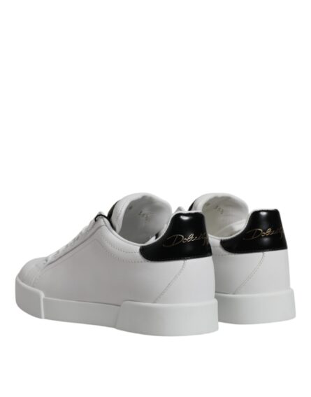 White Leather Classic Low Top Sneakers Shoes - Image 4