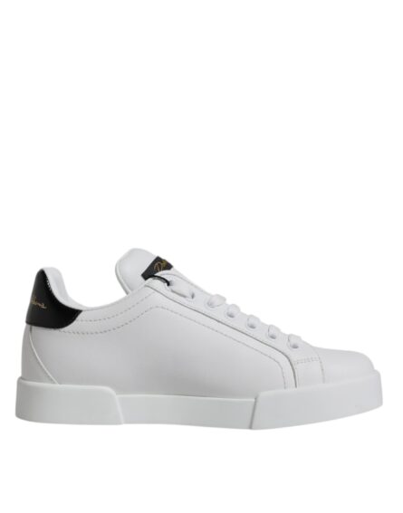 White Leather Classic Low Top Sneakers Shoes - Image 7